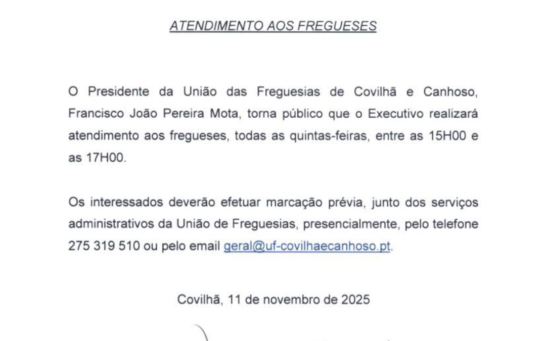 Edital – Atendimento aos Fregueses